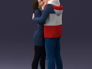 000286 Romantic Couple Kissing 0903 3D Model