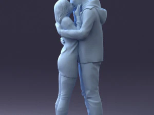 000286 Romantic Couple Kissing 0903 3D Model