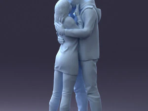 000286 Romantic Couple Kissing 0903 3D Model