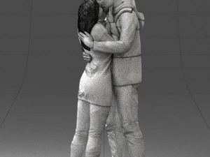 000286 Romantic Couple Kissing 0903 3D Model
