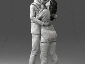 000286 Romantic Couple Kissing 0903 3D Model
