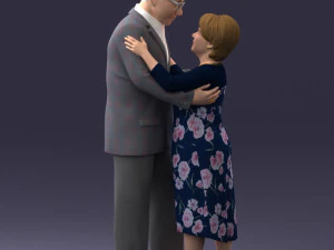 000279 Pareja de ancianos realista abrazándose 0709 Modelo 3D