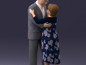 000279 Realistic Elderly Couple Embracing 0709 3D 模型