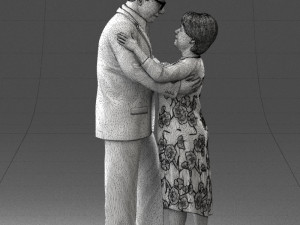 000279 Realistic Elderly Couple Embracing 0709 3D 模型