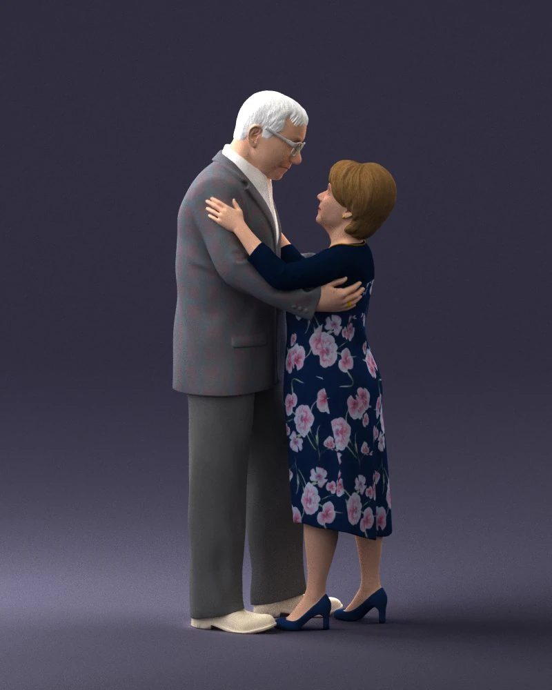 000279 Realistic Elderly Couple Embracing 0709 3dp 3D Print Model .c4d .max .obj .3ds .fbx .stl .blend