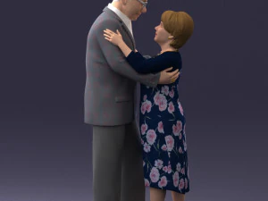 000279 Realistic Elderly Couple Embracing 0709 3dp 3D Print Model