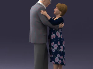 000279 Realistic Elderly Couple Embracing 0709 3dp 3D Print Model