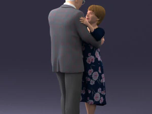 000279 Realistic Elderly Couple Embracing 0709 3dp 3D Print Model