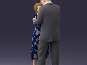 000279 Realistic Elderly Couple Embracing 0709 3dp 3D Print Model