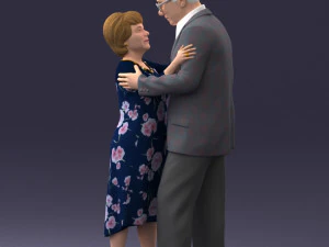 000279 Realistic Elderly Couple Embracing 0709 3dp 3D Print Model