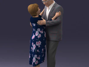 000279 Realistic Elderly Couple Embracing 0709 3dp 3D Print Model