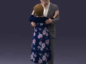 000279 Realistic Elderly Couple Embracing 0709 3dp 3D Print Model