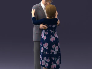 000279 Realistic Elderly Couple Embracing 0709 3dp 3D Print Model