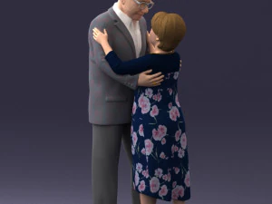 000279 Realistic Elderly Couple Embracing 0709 3dp 3D Print Model