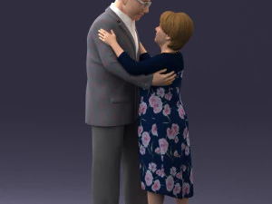 000279 Realistic Elderly Couple Embracing 0709 3dp 3D Print Model