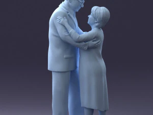 000279 Realistic Elderly Couple Embracing 0709 3dp 3D Print Model