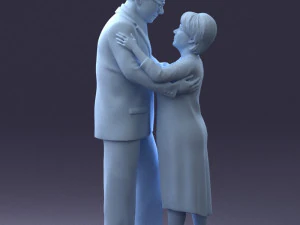 000279 Realistic Elderly Couple Embracing 0709 3dp 3D Print Model