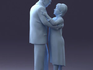 000279 Realistic Elderly Couple Embracing 0709 3dp 3D Print Model