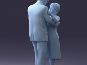 000279 Realistic Elderly Couple Embracing 0709 3dp 3D Print Model