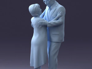 000279 Realistic Elderly Couple Embracing 0709 3dp 3D Print Model