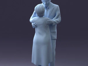 000279 Realistic Elderly Couple Embracing 0709 3dp 3D Print Model