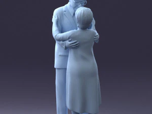 000279 Realistic Elderly Couple Embracing 0709 3dp 3D Print Model