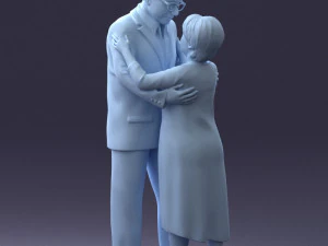 000279 Realistic Elderly Couple Embracing 0709 3dp 3D Print Model