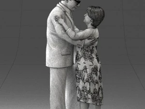 000279 Realistic Elderly Couple Embracing 0709 3dp 3D Print Model