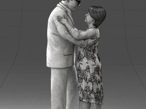 000279 Realistic Elderly Couple Embracing 0709 3dp 3D Print Model