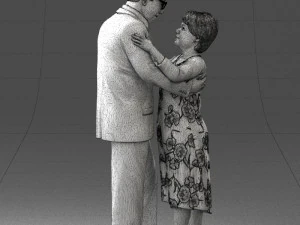 000279 Realistic Elderly Couple Embracing 0709 3dp 3D Print Model