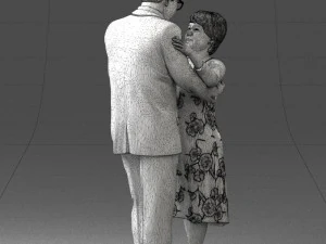 000279 Realistic Elderly Couple Embracing 0709 3dp 3D Print Model