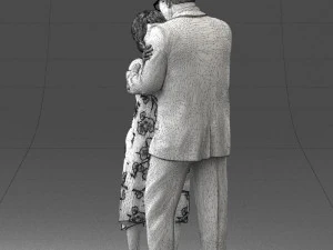000279 Realistic Elderly Couple Embracing 0709 3dp 3D Print Model