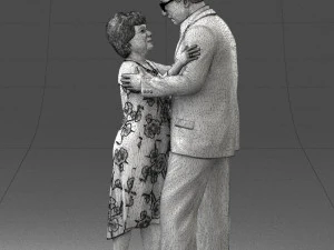 000279 Realistic Elderly Couple Embracing 0709 3dp 3D Print Model