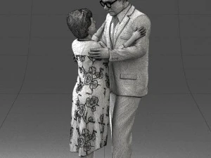 000279 Realistic Elderly Couple Embracing 0709 3dp 3D Print Model