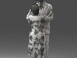 000279 Realistic Elderly Couple Embracing 0709 3dp 3D Print Model