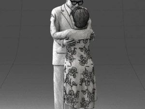 000279 Realistic Elderly Couple Embracing 0709 3dp 3D Print Model