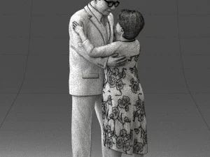 000279 Realistic Elderly Couple Embracing 0709 3dp 3D Print Model