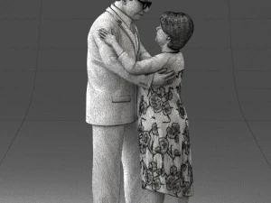 000279 Realistic Elderly Couple Embracing 0709 3dp 3D Print Model