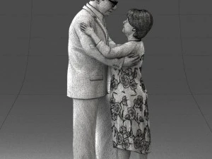 000279 Realistic Elderly Couple Embracing 0709 3dp 3D Print Model