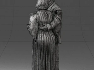 000186 Elderly Couple Standing with Flowers 1001 3D Model