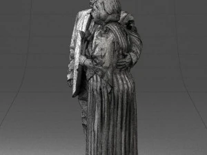 000186 Elderly Couple Standing with Flowers 1001 3D Model