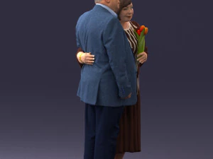 000186 Elderly Couple Standing with Flowers 1001 3dp 3D Print Model