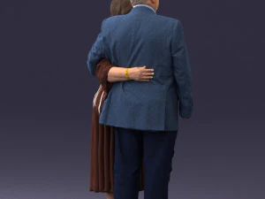 000186 Elderly Couple Standing with Flowers 1001 3dp 3D Print Model
