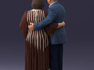 000186 Elderly Couple Standing with Flowers 1001 3dp 3D Print Model
