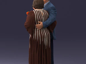 000186 Elderly Couple Standing with Flowers 1001 3dp 3D Print Model
