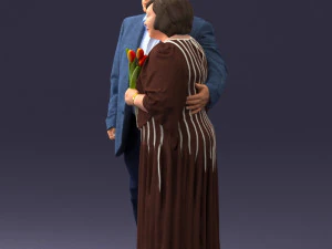 000186 Elderly Couple Standing with Flowers 1001 3dp 3D Print Model