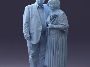 000186 Elderly Couple Standing with Flowers 1001 3dp 3D Print Model