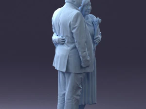 000186 Elderly Couple Standing with Flowers 1001 3dp 3D Print Model