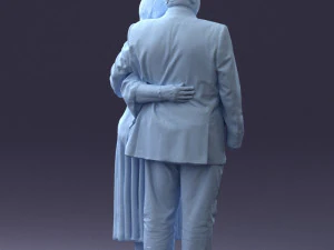 000186 Elderly Couple Standing with Flowers 1001 3dp 3D Print Model