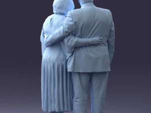 000186 Elderly Couple Standing with Flowers 1001 3dp 3D Print Model